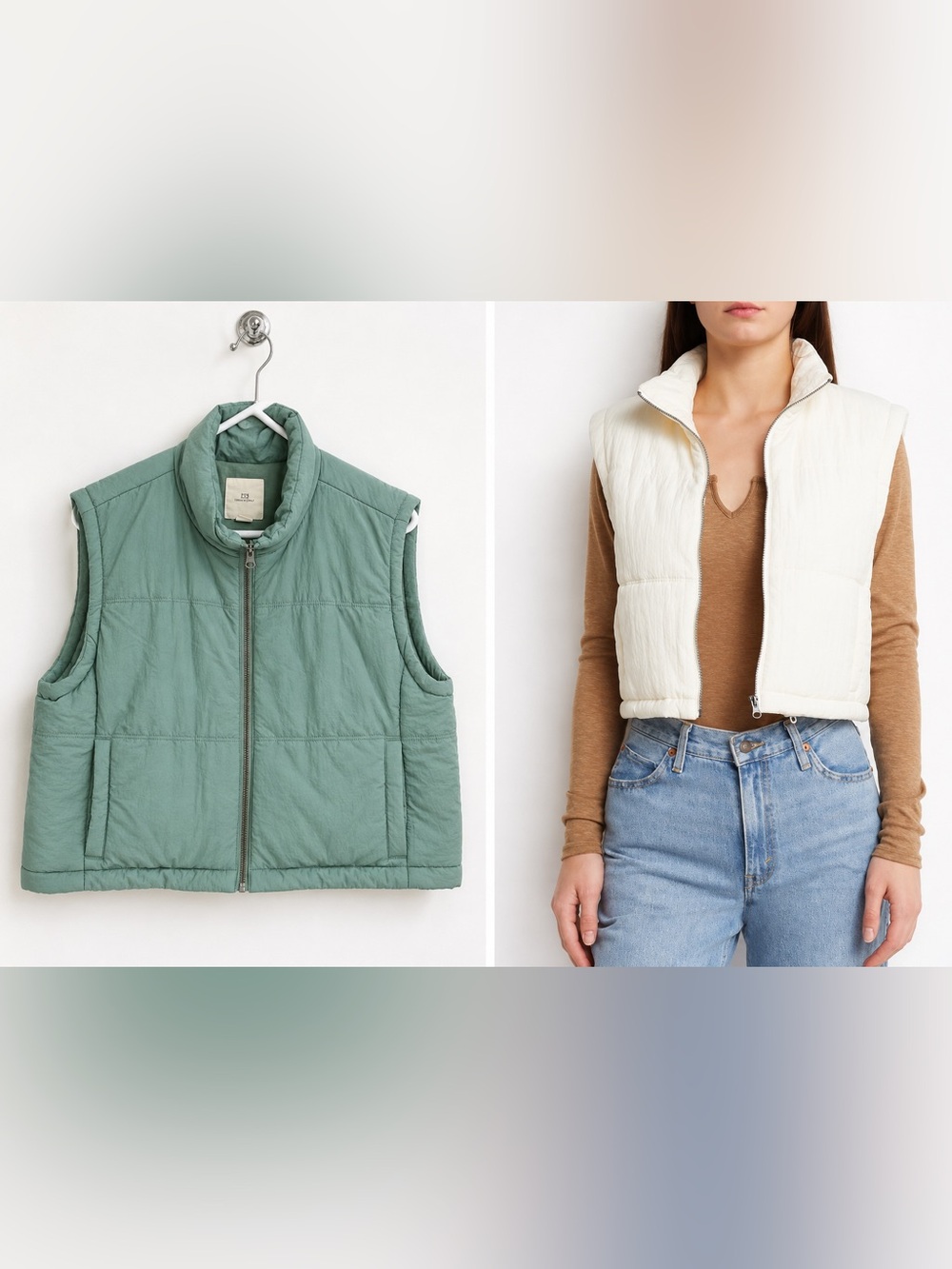 Thread & Supply Women’s Green Bay Quilted Puffer cropped vest  Size Medium